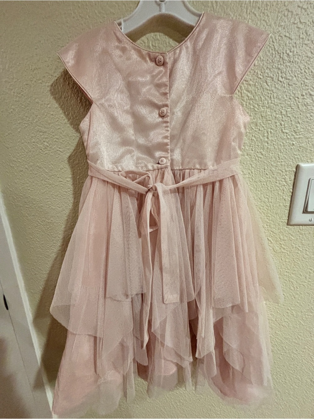Jona Michelle Boutique Girls Pink Lace & Tulle Party Dress with Bow size 5 - Picture 4 of 5